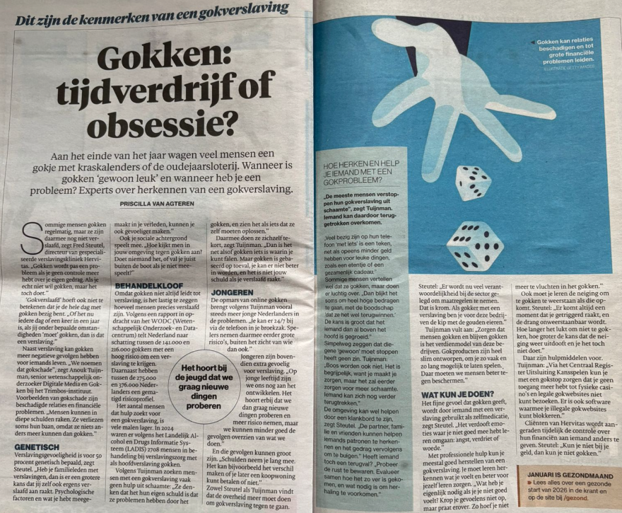 Interview Fred Steutel in Algemeen Dagblad. Gokken: tijdverdrijf of obsessie?